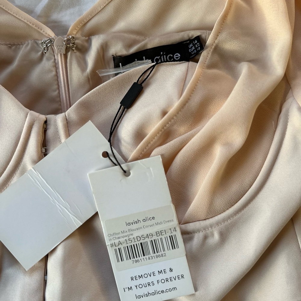 Lavish Alice Elegant Cream Puff Sleeve Dress - Picture 10 of 11